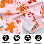 Pink Gingerbread Christmas Throw Blanket, Soft Lightweight Candy Cane Xmas Flannel Blanket for Winter Holiday Couch Sofa Bed Chair Living Rooms Home Decor Gifts 50 x 60 Inch - Image 3
