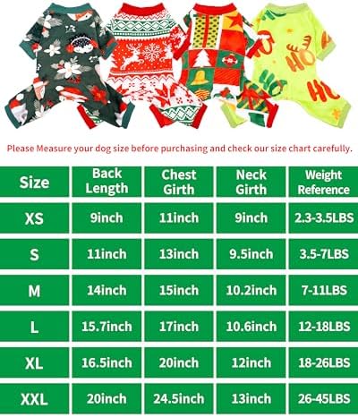 PET SHOW 4 Pack Christmas Dog Pajamas Plaid for Medium Dogs - Image 3