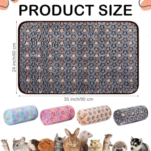 Reginary 4 Pcs Guinea Pig Fleece Cage Liners, Star Pattern, 35 x 24 Inch - Image 2