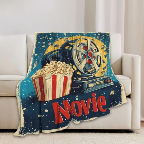 Movie Blanket Film Theater Cinema Popcorn Throw Blankets Gifts for Girls Boys Kids Movie Lover Soft Cozy Fleece Plush for Couch Sofa Bed 60"x50" - Image 3