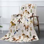 Horses Flannel Fleece Throw Blanket, Cozy Soft Warm Blankets for Couch Bed Travel, for Women Men Kids 60"x50" by Odfovowo