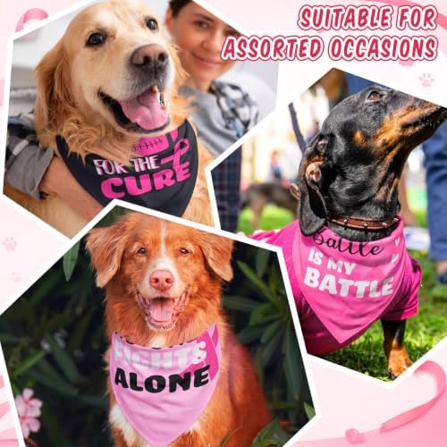 100 Pcs Dog Bandanas Bulk, Pink Breast Cancer Themed Dog Bibs - Image 3