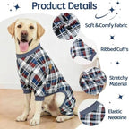 XPUDAC 4 Pack Dog Pajamas for Large Dogs Cats Plaid Doggie Clothes Puppy Onesies Christmas Pajamas Jumpsuits Pet Pjs Shirt Apparel 5X-Large, Red Green Beige Grey - Image 2
