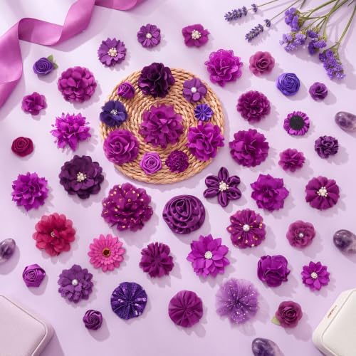 Hoteam 50 Pcs Dog Collar Flowers Bows Accessories, Purple - Image 6