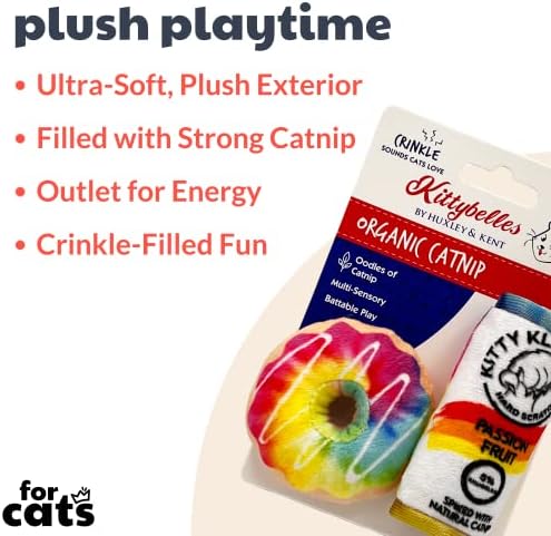 Huxley & Kent Plush Catnip Cat Toy 2pk, Donut & Kitty Klaw Passion Fruit - Image 2