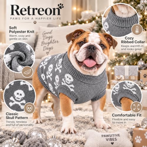 Dog Sweater for Medium Dogs Girl Boy Winter, Dog Clothes, Grey, XL - Image 3