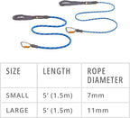 Ruffwear, Knot‑a‑Leash, Climbing‑Inspired Rope Leash, 5 ft Reflective Rope, Secure Auto‑Locking Swivel Carabiner, Tubular Handle, Accessory Loop for Pick‑Up Bags, Blue Pool, Small