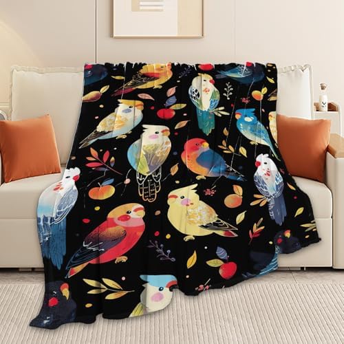 Parrot Bird Throw Blanket Cute Cockatiel Stuff Gifts for Kids Girls Boys Adults Women Men Soft Cozy Warm Plush Fluffy Fuzzy Fleece Blanket Decor 60''X80'' - Image 6