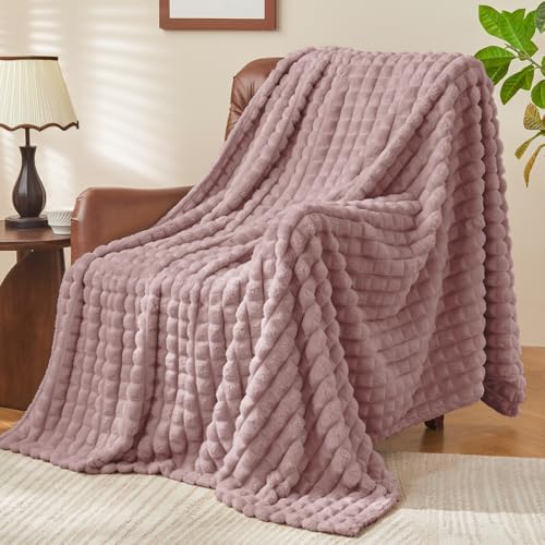 BEDELITE Berry Purple Fleece Twin Blanket for Couch Dorm Decor, 60x80 Inch - Image 3