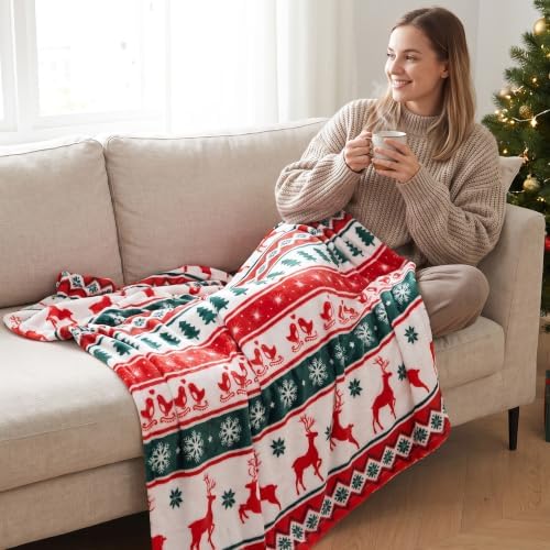 Gogreen Cozy Blanket Printed Throw Christmas Blanket - 300 GSM Fleece Blanket Throw Size for Home Decoration, Ultra Soft Blanket (Throw - 50" x 60") - E - Image 6