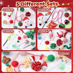 Shappy 5 Sets 55 Pcs Christmas Cat Stocking Toys with Cat Sticks Shaped Santa, Xmas Tree, Yarn Balls, Toy Mouse, Xmas Stocking Pet Set, Interactive Pet Gifts - Image 2