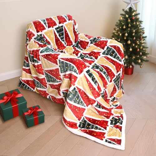 Gogreen Christmas Sherpa Fleece Twin Blanket for Couch Bed Sofa Adults -Soft and Warm Blanket for Winter, Thick and Fuzzy Throw Blanket (Twin - 60" x 80") - C - Image 2