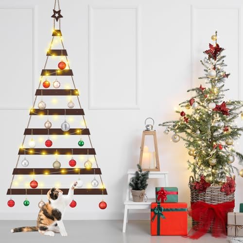 Vercraft Cat Proof Wall Christmas Tree with Light Hanging Mounted Wood - Image 6