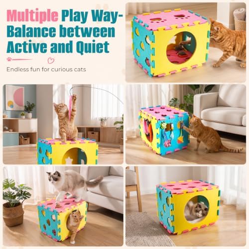 AsFrost Interactive Cat Toy for Indoor Cat, kitten Toys Cube Play House Bed - Image 2