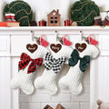 WATINC Pet Christmas Stockings Personalized - 3 Pack Large Bone Shape Stocking with Wooden Name Tag, Pet Dog Knit Christmas Hanging Stockings for Xmas Eve Party Fireplace Tree Gift Decoration by WATINC