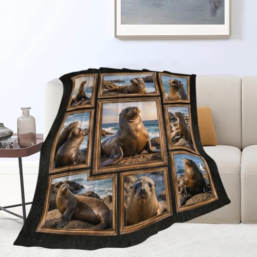 Sea Lion Blanket, Marine Animal Throw Gift for Girls Boys 50"X40" - Image 5