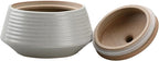 Kitchen Canisters Ceramic Storage Jar with Silicone Airtight Lid Low White | Retro Style High Quality Ceramic Food Storage Jar Roud Shape for Tea, Coffee, Nuts, Herb, Spice, Sugar