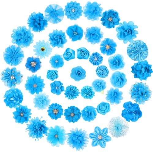 Hoteam 50 Pcs Dog Collar Flowers Bows Accessories, Blue by Hoteam