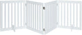 unipaws 24”H Free Standing Pet Gate for Dog Cat, 80”Wide Wooden Dog Gates | Foldable Pet Fence for Doorway, Stairs, Step, Expandable Doggy Barrier, Indoor Use, White