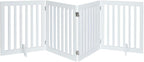 unipaws 24”H Free Standing Pet Gate for Dog Cat, 80”Wide Wooden Dog Gates | Foldable Pet Fence for Doorway, Stairs, Step, Expandable Doggy Barrier, Indoor Use, White