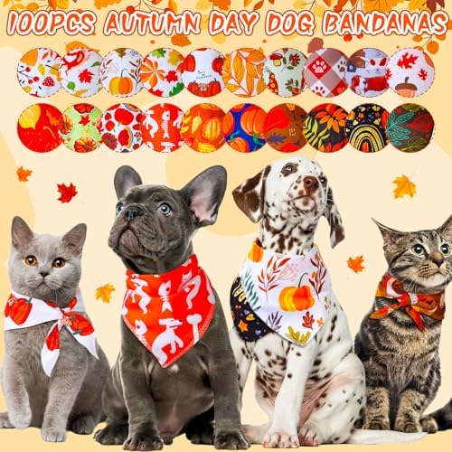 100 Pcs Fall Dog Bandanas Bulk, Small Medium Pet Costume Accessories - Image 5