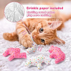 MALLMALL6 6Pcs Frosted Animal Cookie Catnip Crinkle Paper Sound Toys Gift for Cat, Catmint Teething Chew Kick Interactive Toy for Indoor Cats, Soft Candy Pet Presents Supplies for Kitten Lover - Image 2