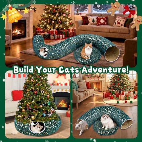 Cat Tunnel Bed Under Christmas Tree, 3FT Folding Kitten Tunnels - Image 5
