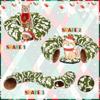 Cat Tunnel Christmas Tree Skirt 3 ft x 3 ft x 10 Inch Cat Bed Donut Cave Indoor Fluffy Circular with Mat and Ball Playground Toys for Festive Kitten Puppy Ferret Rabbit(Green,Elk) - Image 4