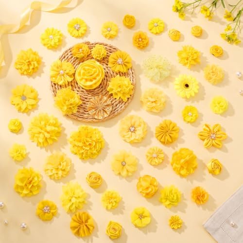 Hoteam 50 Pcs Dog Collar Flowers Bows Accessories, Yellow - Image 6