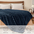 BEDELITE 3D Checked Navy Fleece Twin Throw Blanket for Bed, 60x80 Inch - Image 5