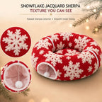 Christmas Snowflake Cat Tunnel Bed Under Tree, Velvet Jacquard, 10" x3 Ft - Image 5