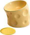 Ceramic Raised Cat Bowls, Elevated Cat Bowls with Food Mat | Anti-Vomiting & Spine Protection, Cheese-shaped, Whisker Friendly Pet Bowl, Dishwasher and Microwave Safe