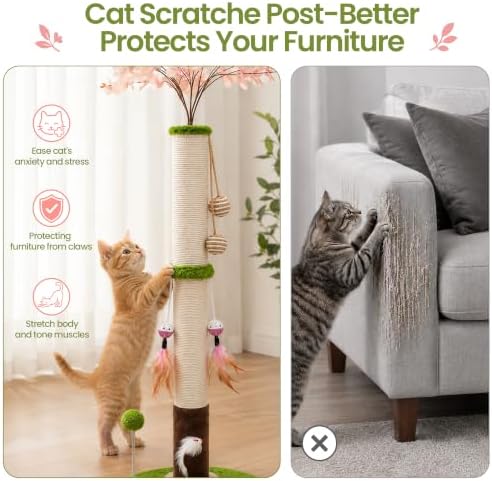 Flower Cat Scratching Post, 45 Inch Scratching Post for Indoor Cat Adults - Image 6