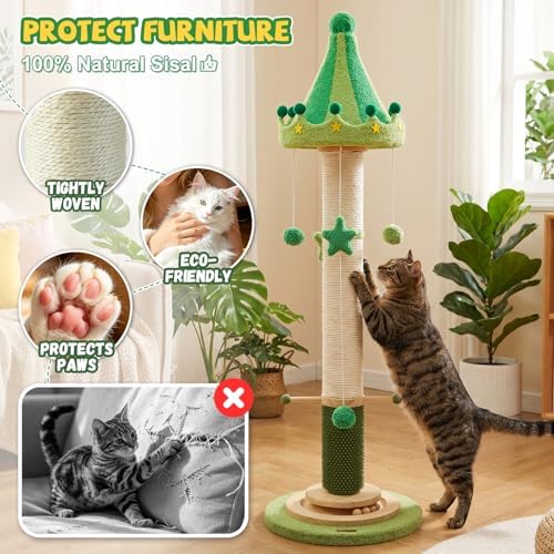 51'' Extra Tall Cat Scratching Post,Heavy Duty Thick Sisal for Indoor Adult - Image 5