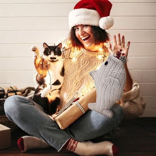 Coume 3 Pcs Cat Xmas Fish Stocking 15.7 in, Multicolor, Knitting - Image 4