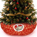 Snowflake Cat Tunnel Bed Under Christmas Tree 36'' Kitten Circle Donut Tunnel Skirt with Ball Mat Decorative Xmas Folding Home Kitty Guard Tube Holiday Party Indoor Pet(Red Gold) by Vertintong
