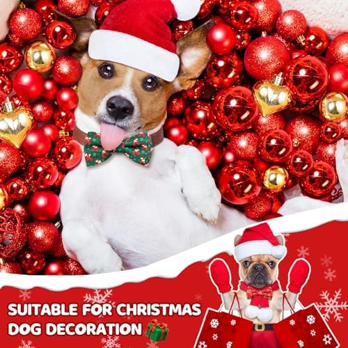 Sanwuta 60 Pieces Christmas Collar Dog Bow Ties Bulk Christmas Pet Bows Collar Attachment with Elastic Bands Holiday Dog Cat Collar Accessories - Image 2