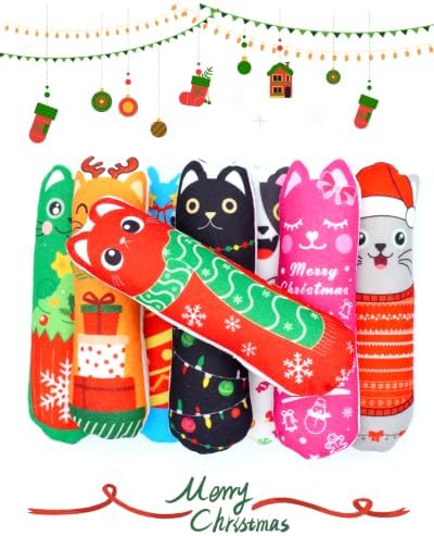 PET SHOW 4 Pack Christmas Cat Kicker Toys with Catnip Crinkle Sound Toys for Indoor Cats Random Assorsted Santa Gift Plush Kittens Shape Natural Interactive Toys Pet Kitty - Image 4