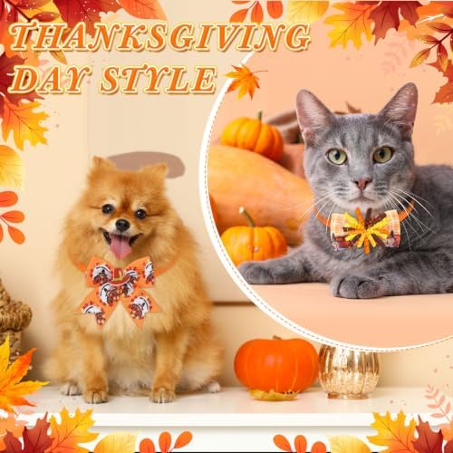 Huhumy 50 Pcs Fall Dog Bow Tie Bulk Thanksgiving Pet Collar for Dog Cat - Image 6