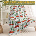 Christmas Decorative Throw Blanket, Red Truck Tree Cat Reindeer Print Decoration, Flannel Winter Blankets for Couch Bed Sofa, Holiday Home Decor, Xmas Festival Gifts Kids Adults 60x80 Inch - Image 2