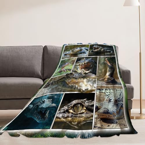 Crocodile Blanket Alligator Animal Throw Blankets Gifts for Girls Boys Kids Crocodile Lover Soft Cozy Fleece Plush for Couch Sofa Bed 80"x60" - Image 3