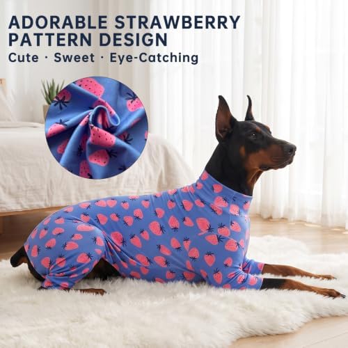 Dog Pajamas for Medium Large Breeds Strawberry Print Costume Dog Pajamas - Image 4