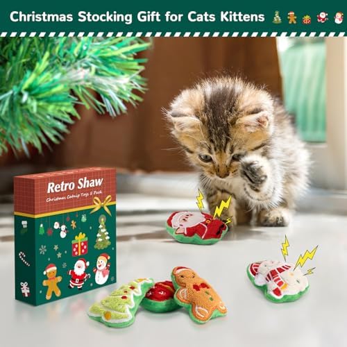Retro Shaw Catnip Cat Toys Christmas, Cute Santa Claus Xmas Trees Snowman - Image 3