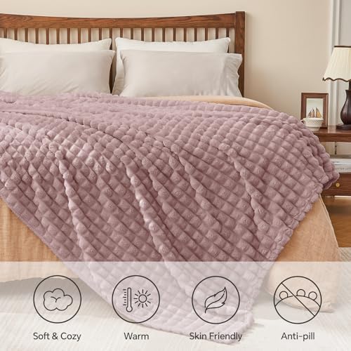 BEDELITE Berry Purple Fleece Twin Blanket for Couch Dorm Decor, 60x80 Inch - Image 5