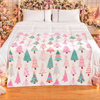 Fuweave Pink Christmas Tree Throw Blanket 50 x 60 Inches Christmas Blanket - Image 5