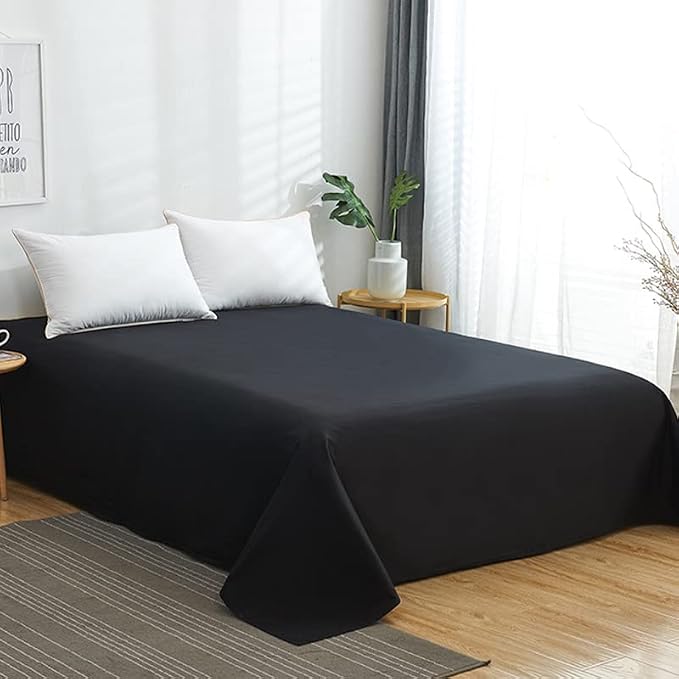 WenBags Lightweight Waterproof Flat Sheet 70 * 90 Inches Queen Size-Mattress Protector for Bed & Couch, Pet Hair Resistant Cover Ideal for Dogs & Cats, Perfect for Hotels & Hospitals (Black)