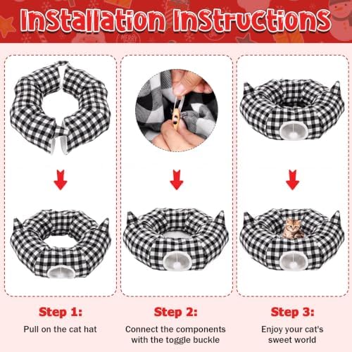 Dansydaisy Cat Tunnel Tree Skirt Black White, 33.9 Inch Bed Cave - Image 4