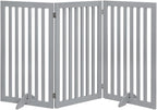 unipaws 36”H Free Standing Pet Gate for Dog Cat, 60”Wide Wooden Dog Gates | Foldable Pet Fence for Doorway, Stairs, Step, Expandable Doggy Barrier, Indoor Use