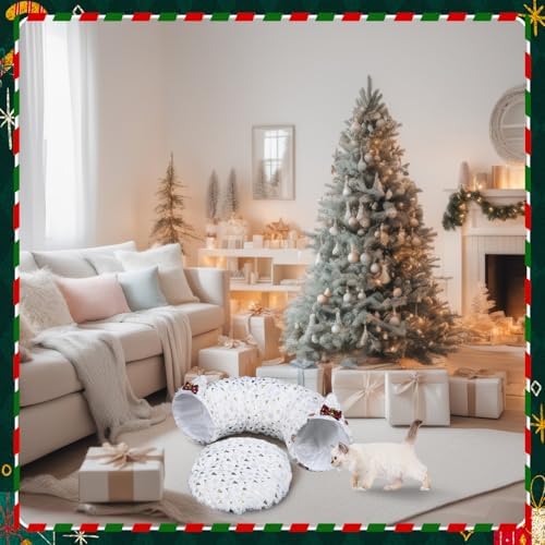 AceOrbit Christmas Cat Tunnel Bed Under Christmas Tree - Image 6