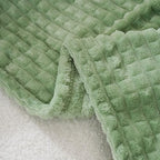 Puncuntex Fleece Throw Blanket Sage Green 50"×60" with Square Grid Design - Image 6
